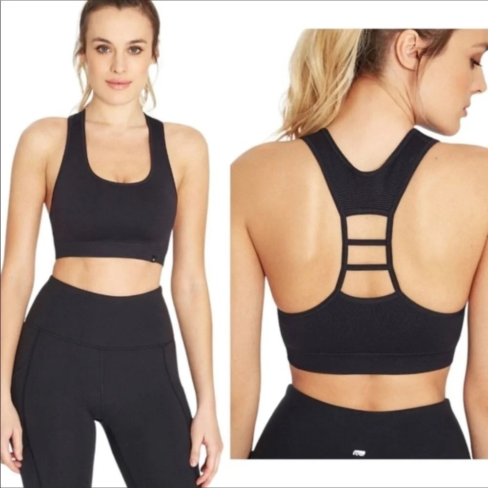Marika Haley Sports Bra Racerback Strappy Cropped Workout Tank Top Yoga Gym XS